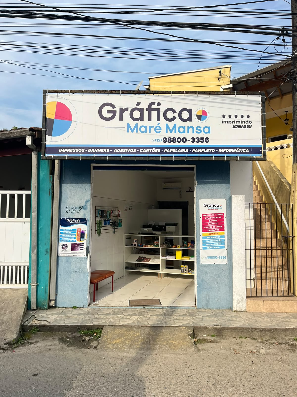 Fachada da Gráfica Maré Mansa em Maranduba, Ubatuba
